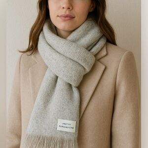 ✨Pretty Persuasions Gray Fringe Scarf Cozy Soft Winter Wrap Oversized Shawl✨